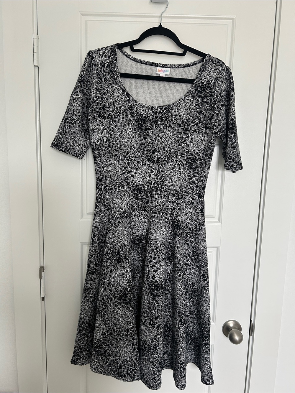 LuLaRoe Black and White Floral Midi Dress